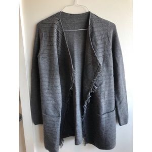 Vintage Grey Cardigan w/ Fringe